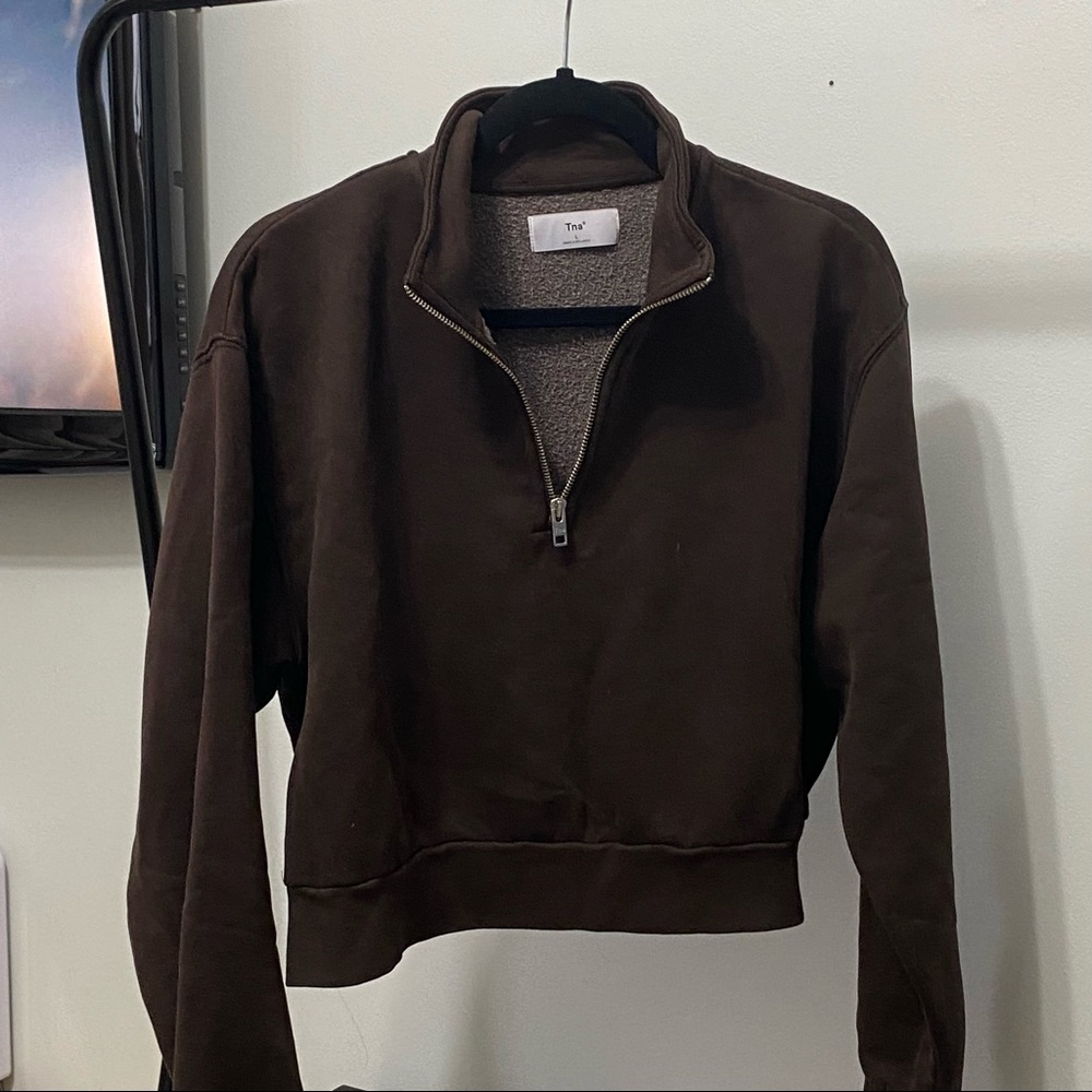 TNA Cropped Quarter Zip Sweater